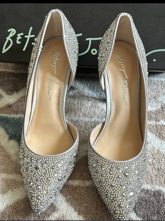 Betsey Johnson Shoes - Betsey Johnson Silver Crystal D'Orsay Heels